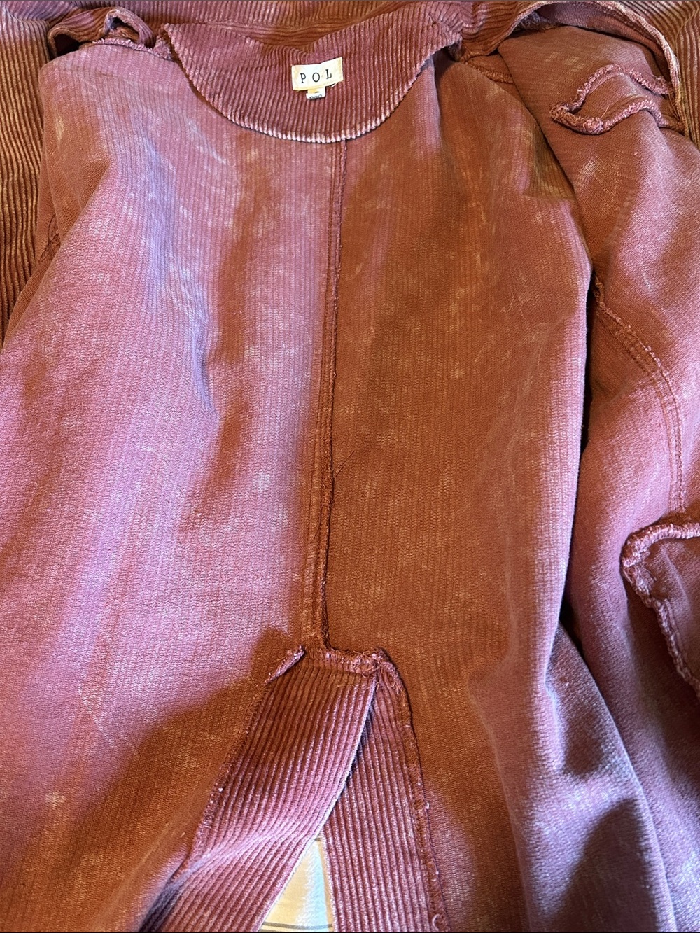 NWOT POL Open Front Oversized Corduroy Blazer Shacket in Dusty Rose Pink Women S - Picture 8 of 11